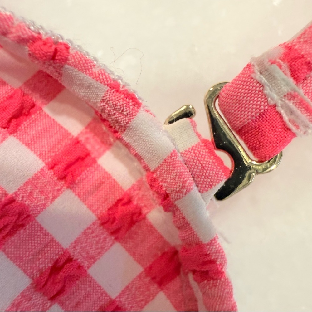 BETSEY Johnson 1 Pcs Bathing Suit Retro Pink & White Gingham Adj. Strap Sz M NEW - Picture 11 of 16